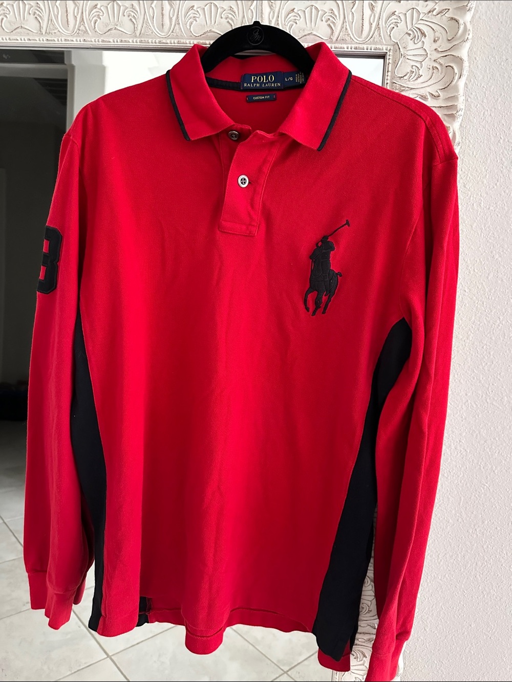 Polo by Ralph Lauren Red Long-Sleeve Polo with Big Pony